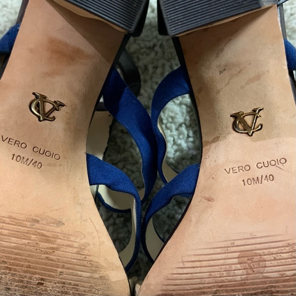 Womens VC SIGNATURE Vince Camuto BROWN BLUE SNAKE Gladiator HIGH Heel SANDALS 10 - Picture 7 of 8